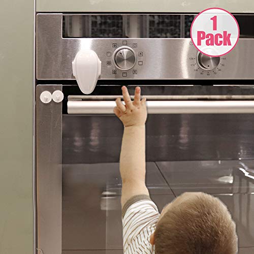 EUDEMON 1 PackChildproof Oven Door Lock, Oven Front Lock Easy to Install and Use Durable and Heat-Resistant Material no Tools Need or Drill (White)