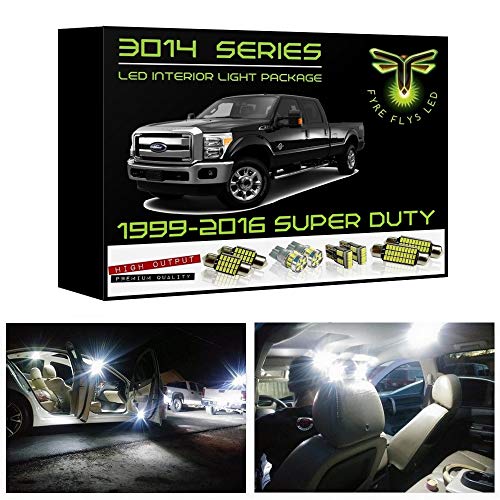 Fyre Flys White LED Interior Lights for 1999-2016 Ford F250 F350 Super Duty 14 Piece 6000K Super Bright 3014 Series SMD Package Kit and Install Tool