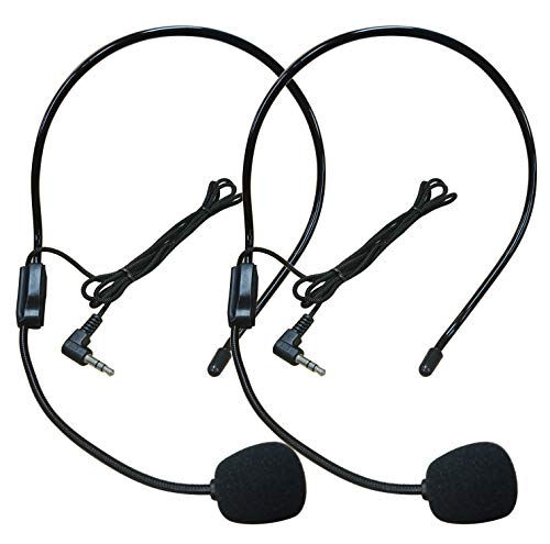zdyCGTime 3.5mm Audio Male to Portable Headworn Microphone for Mic System,Voice Amplifier,Speakers,Teachers, conferences, speeches, Drama Performances, Tour Guides（2pack-1M