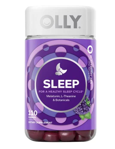 OLLY Restful Sleep Gummy Supplement with Melatonin & L-theanine Chamomile, BlackBerry Zen, (55 Day Supply) Supports A Healthy Sleep Cycle* Packaging May Vary (110 Gummies)