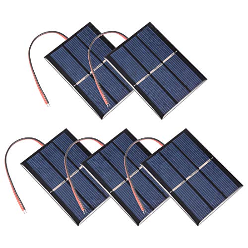 uxcell 5Pcs 0.65W 1.5V Small Solar Panel Module DIY Polysilicon with 145mm Wire for Toys Charger