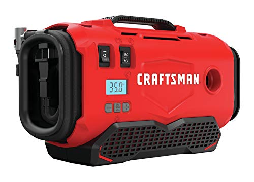 CRAFTSMAN V20 Tire Inflator, Compact and Portable, Automatic Shut Off, Digital PSI Gauge, Bare Tool Only (CMCE520B), Red