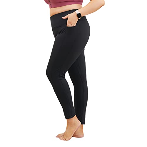 YOHOYOHA Women’s Plus Size Leggings with Pockets High Waist Athletic Workout Yoga Pants Tummy Control Best Thick Long