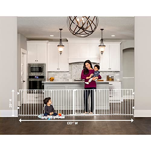Regalo 130-Inch Super Wide Adjustable Baby Gate and Play Yard, 2-in-1, Bonus Kit, Includes 4 Pack of Wall Mounts(Pack of 1)
