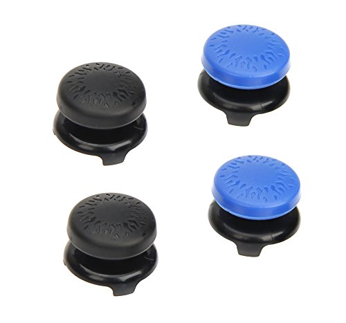 Amazon Basics PlayStation 4/5 Controller Thumb Grips – 4-Pack, Black and Blue