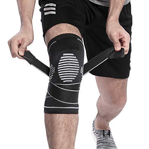 BERTER Knee Brace for Men Women – Compression Sleeve Non-Slip for Running, Hiking, Soccer, Basketball for Meniscus Tear Arthritis ACL Single Wrap (Update Compression Straps Version, X-Large)
