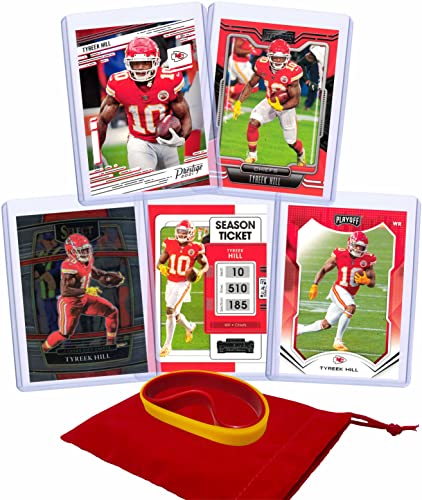 Tyreek Hill Football Cards (5) Assorted Bundle – Kansas City Chiefs Trading Card Gift Set