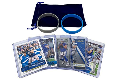 Matthew Stafford Football Cards (5) Assorted Bundle – Detroit Lions Trading Card Gift Set