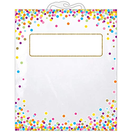 Ashley Productions ASH10566 Hanging Confetti Pattern Storage/Book Bag, Polyethylene (PE), 10.5″ x 12.5″, (Pack of 6)