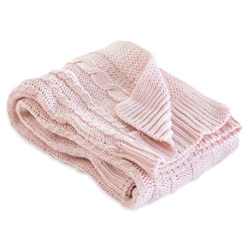 Burt’s Bees Baby – Cable Knit Blanket, Baby Nursery & Stroller Blanket, 100% Organic Cotton, 30″ x 40″ (Blossom Pink) (Pack of 1)