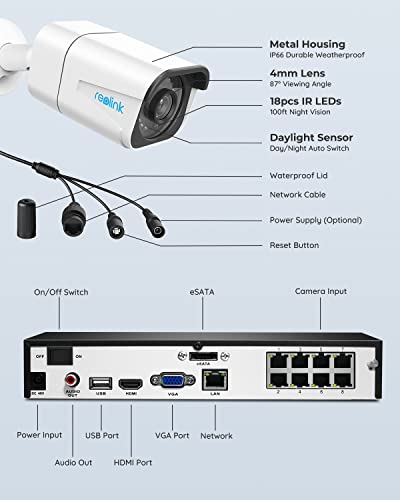 REOLINK RLK8-800B4 4K Security Camera System – H.265 4pcs 4K PoE Security Cameras Wired with Person Vehicle Detection, 8MP/4K 8CH NVR with 2TB HDD for 24-7 Recording | The Storepaperoomates Retail Market - Fast Affordable Shopping