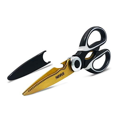 FANTAPLUS Premium Heavy Duty Kitchen Shears come with herb stripper gift. Ultra Sharp Stainless Steel shears Multi-function Kitchen Scissors for Chicken,Poultry,Fish,Meat,Vegetables,Herbs,BBQ