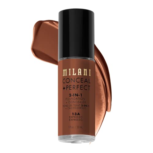 Milani Conceal + Perfect 2-in-1 Foundation + Concealer – Espresso (1 Fl. Oz.) Cruelty-Free Liquid Foundation – Cover Under-Eye Circles, Blemishes & Skin Discoloration for a Flawless Complexion