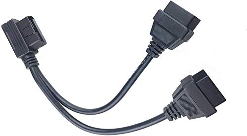 Right Angle OBD2 Splitter Y Cable Male Splitter to 2 Female Extension Cable 1ft Feet 30cm/12 (1male to 2 Female) 24AWG