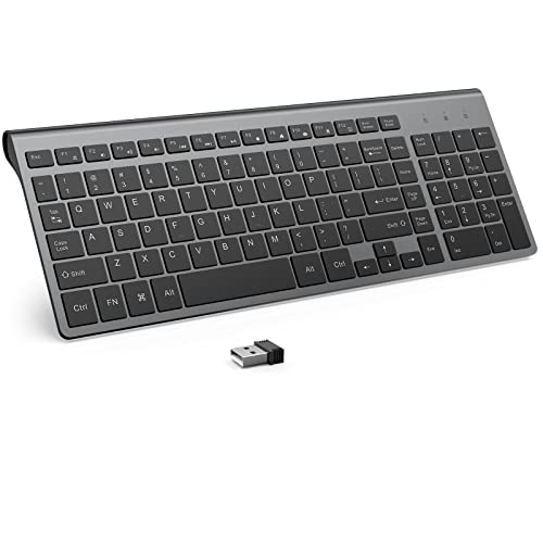 J JOYACCESS Wireless Keyboard, 2.4G Slim and Compact Wireless Keyboard with Numeric Pad for Laptop, MacBook Air, Apple, Computer, PC(Black and Grey)