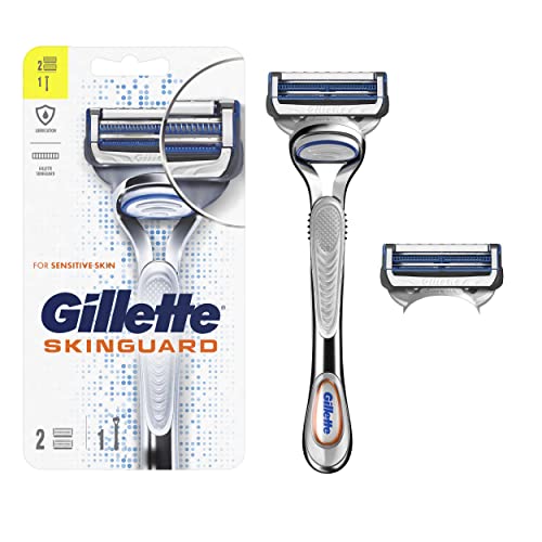 Gillette SkinGuard Razors for Men, Includes 1 Gillette Razor, 2 Razor Blade Refills with Precision Trimmer, Designed for Men with Skin Irritation and Razor Bumps