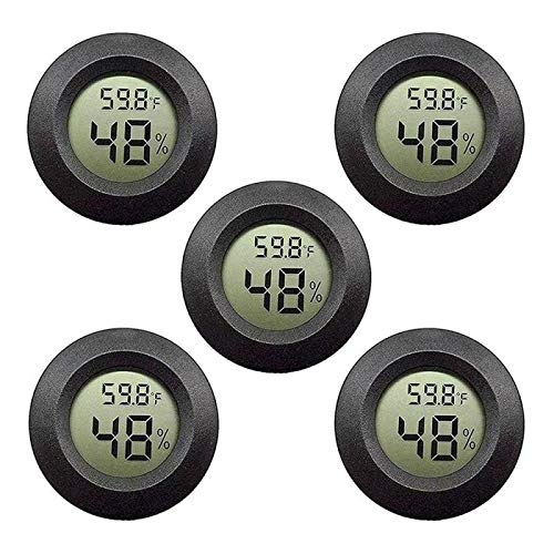 Kinyanco 5-Pack Mini Hygrometer Thermometer with Digital LCD Display Indoor Temperature and Humidity Meter for Home Office Humidifiers Humidors Car Greenhouse Babyroom … (5-Pack)