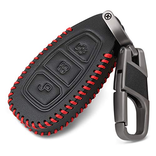 New Replacement Leather Car Key Case Cover Holder Fit Ford Fiesta Focus 3 MK3 MK4 ST Mondeo C-Max B-Max Kuga Key Chain