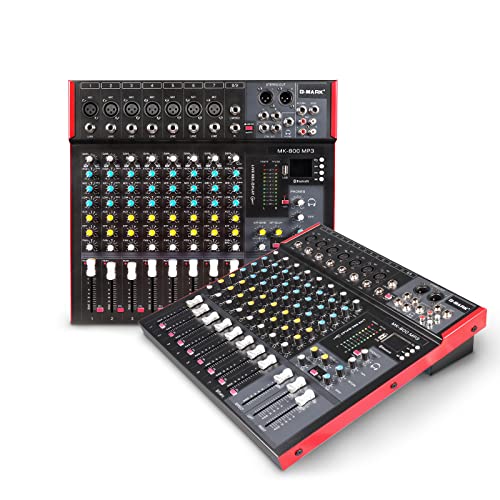 G-MARK MK800MP3 Professional Audio mixer Console 8 channels with MP3 Player +48V Phantom Power USB Bluetooth Reverb for stage