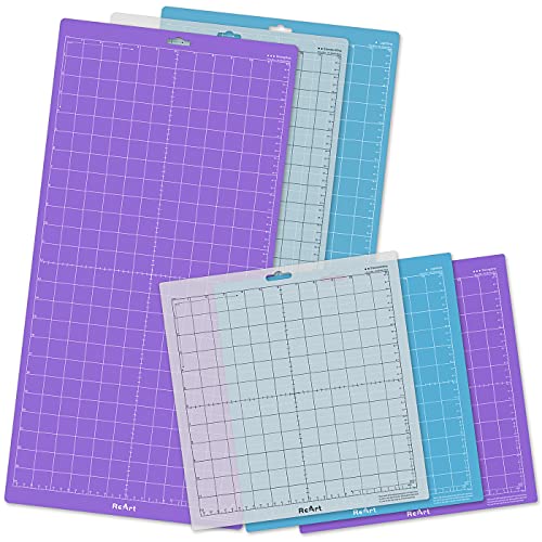 ReArt Cutting Mat Variety 6 Packs for Silhouette Cameo 4/3/2/1 – Strong, Standard, Light Grip, 12in x 12in x 3 Packs, 12in x 24in x 3 Packs.