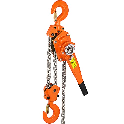 Happybuy Lever Chain Hoist 3/4 Ton 1650LBS Capacity 10 FT Chain Come Along with Heavy Duty Hooks Ratchet Lever Chain Block Hoist Lift Puller Comealong