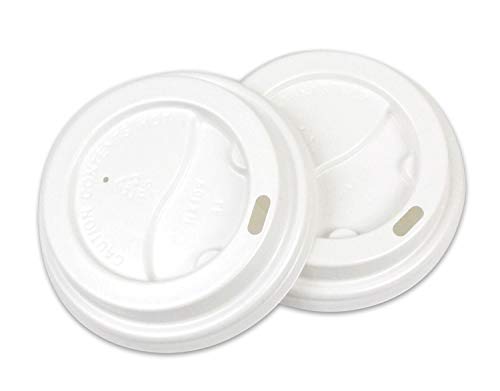 Yes!Fresh PS Polystyrene Flat Lid for 8 oz Paper Hot Cup, Diameter 80mm. (100 Count,White Lid)