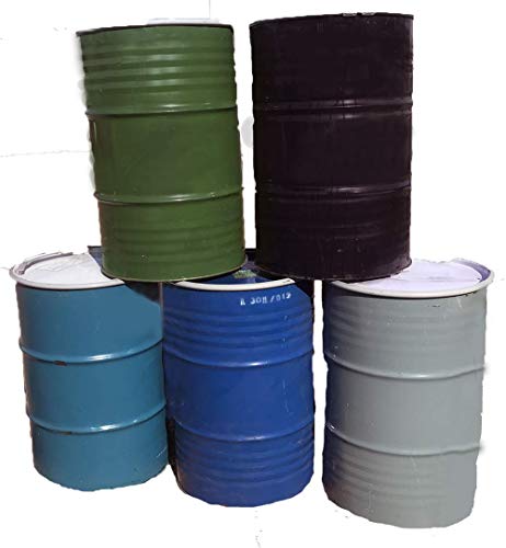 One 55 Gallon Used/Reconditioned Steel Trash Barrel | Burn Drum | Utility Storage | Refuse Composting Barrel | Random Color