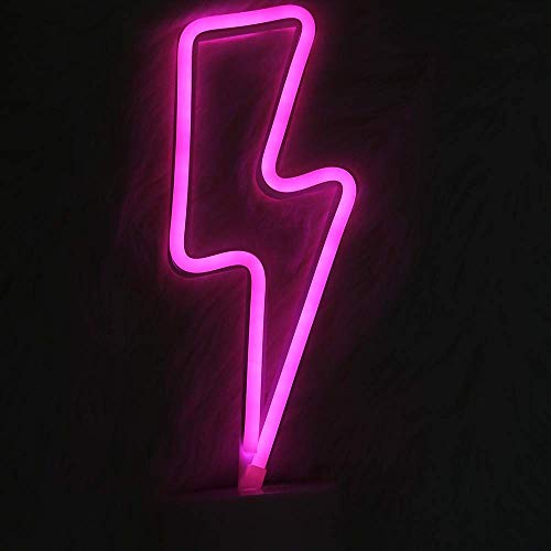 QiaoFei LED Neon Lightning Sign Shaped Decor Light,Wall Decor for Chistmas,Birthday Party,Kids Room, Living Room, Wedding Party Decor (Pink) | The Storepaperoomates Retail Market - Fast Affordable Shopping