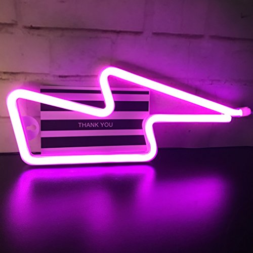 QiaoFei LED Neon Lightning Sign Shaped Decor Light,Wall Decor for Chistmas,Birthday Party,Kids Room, Living Room, Wedding Party Decor (Pink) | The Storepaperoomates Retail Market - Fast Affordable Shopping