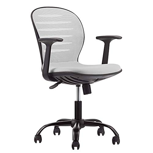 Mid Back Mesh Adjustable Home Office Task Chair with Armrest (Grey)