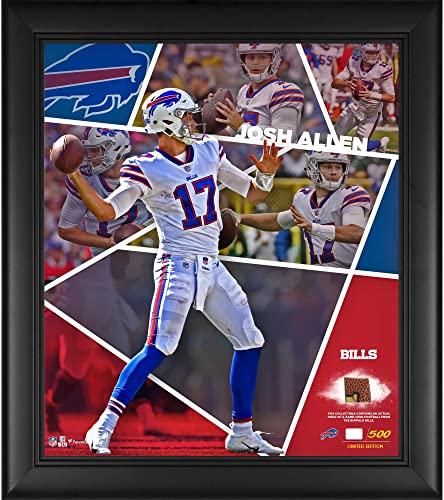 Josh Allen Buffalo Bills Framed 15″ x 17″ Impact Player Collage with a Piece of Game-Used Football – Limited Edition of 500 – NFL Player Plaques and Collages