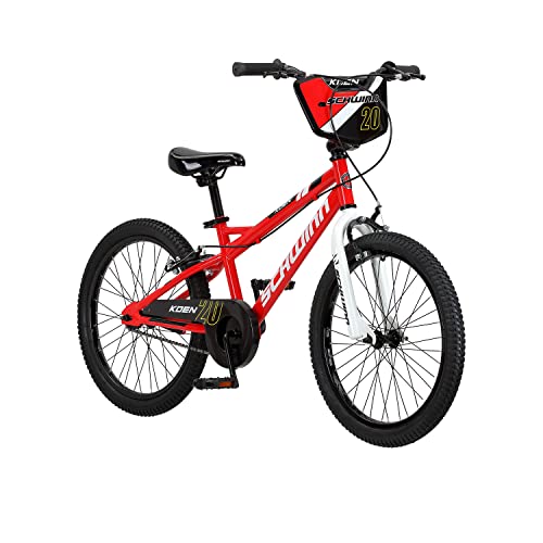 Schwinn Koen & Elm Toddler and Kids Bike, For Girls and Boys, 20-Inch Wheels, BMX Style, Kickstand Included, Chain Guard and Number Plate, Red