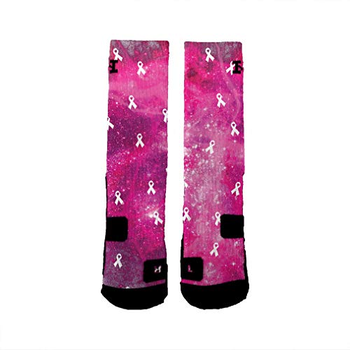 HoopSwagg Brand Athletic Socks Breast Cancer Galaxy Medium