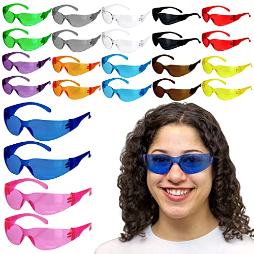SAFE HANDLER Hyline Safety Glasses | FULL COLOR, ANSI Z87.1, Impact Resistant, Unbreakable Lens, 99% UV Protection, Anti-Scratch, 12 PAIRS 12 Assorted Colors (1 box)