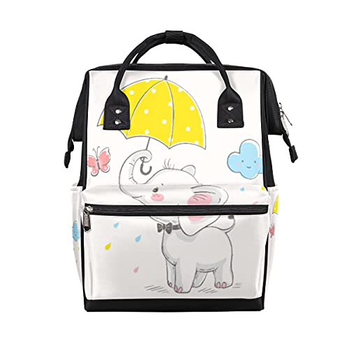 TropicalLife Cute Animal Elephant Diaper Backpack Large Capacity Baby Bags Multi-Function Zipper Casual Travel Backpacks for Mom Dad Unisex