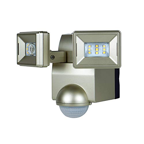 LB1870CH700 Lumen Battery Operated Ultra Bright LED Motion Security, Motion Sensor Flood Light, Wall or Eave Soffit Mount Twin Head “no-Tool” mounting (Champaign)