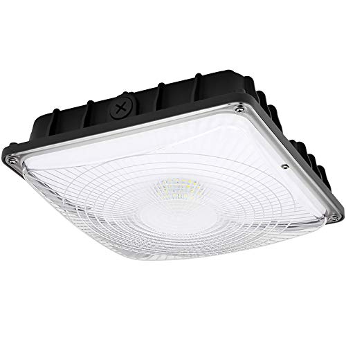 QiMH LED Canopy Light 40W, 9.4”x9.4” Square Ceiling Lights, UL Listed & DLC Qualified, 100-250W HPS/MH Replacement, 5450lm/5000K Daylight White IP65 Waterproof for Garage, Street, Area Lighting