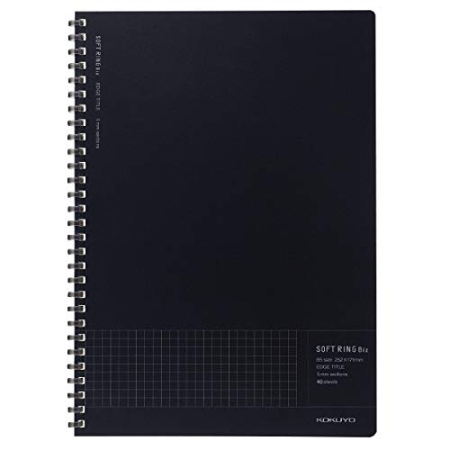 Kokuyo Soft Ring Notebook Biz – B5-40 sheets – 5 mm Grid – Black (Pack of 2)