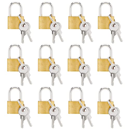 12 Pack Small Locks with Keys for Luggage, Backpacks, Bulk Tiny Padlocks for Jewelry Box, Gym Bags, Diaries (1.2 x 0.7 in)