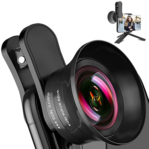iPhone Camera Lens Pro with Tripod – ANGFLY 4K HD 120° Wide Angle Lens & 20X Macro Lens, Phone Camera Lenses Compatible with iPhone Android Samsung One Plus Huawei Phones and Tablets