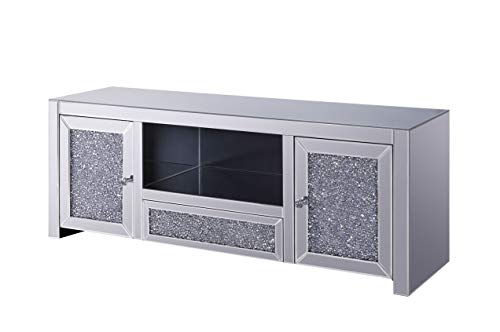 ACME Furniture Noralie TV Stand, Mirrored and Faux Diamonds