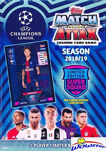 2018/2019 Topps Match Attax Champions League Soccer Starter Box with 39 Cards Including EXCLUSIVE Super Squad Limited Edition NEYMAR JR Card & 2 Goalkeeper Cards! PLUS Game Mat & Rules! WOWZZER