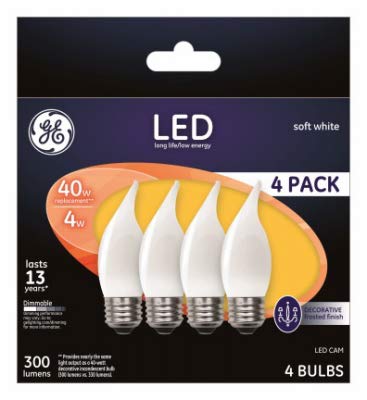 Ge 37420 Decorative 40w Replacement Led Light Bulb, 3.5w, 4-Pack