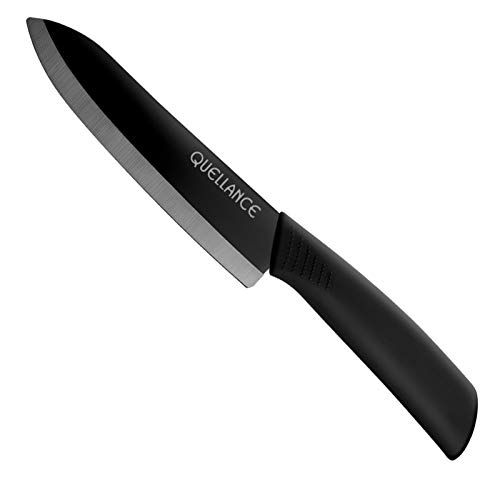 QUELLANCE Ceramic Chef Knife, Ultra Sharp Professional 6-Inch Ceramic Kitchen Chef’s Knife with Sheath Cover, Perfect Sharp Knife for Cutting Boneless meats, Sashimi, Fruits and Vegetables (Black)