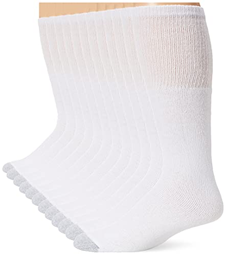 Hanes Men’s 12 Pack Over-the-Calf Tube Socks, White, 10-13 (Shoe Size 6-12)