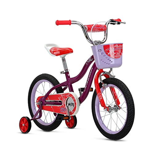 Schwinn Koen & Elm Toddler and Kids Bike, For Girls and Boys, 16-Inch Wheels, BMX Style, With Saddle Handle, Training Wheels Included, Chain Guard, and Front Basket, Purple