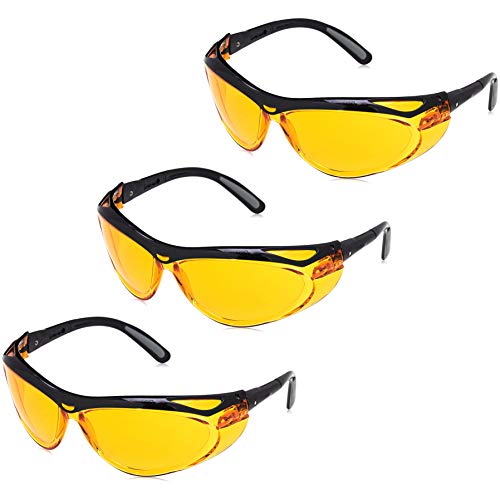 Amazon Basics Blue Light Blocking Safety Glasses Eye Protection, Anti-Fog, Orange Lens – 3-Pack
