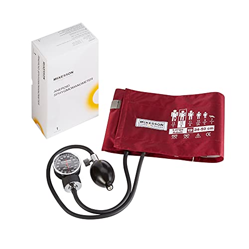 McKesson LUMEON Deluxe Aneroid Sphygmomanometer, Blood Pressure with Cuff, Pocket Size, Burgundy, Adult Large, 1 Count