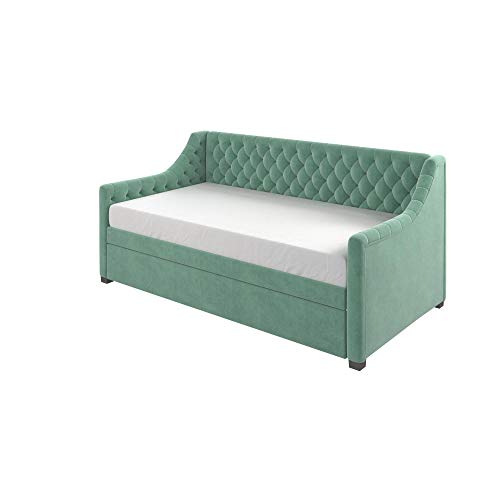 Little Seeds Ambrosia Diamond Tufted Upholstered Design Daybed and Trundle Set, Twin Size Frame, Teal