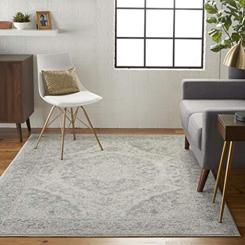 Nourison Tranquil Persian Ivory/Grey 6′ x 9′ Area Rug, Easy Cleaning, Non Shedding, Bed Room, Living Room, Dining Room, Kitchen (6×9)